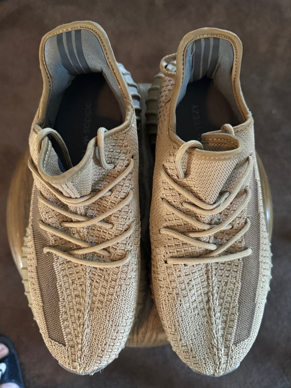 Yeezy Knit Low-Top Sneakers in Tan Brown - Picture 6 of 8